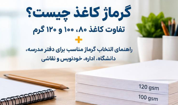 گرماژ کاغذ چیست؟ تفاوت کاغذ 80، 100 و 120 گرم + راهنمای انتخاب دفتر مناسب